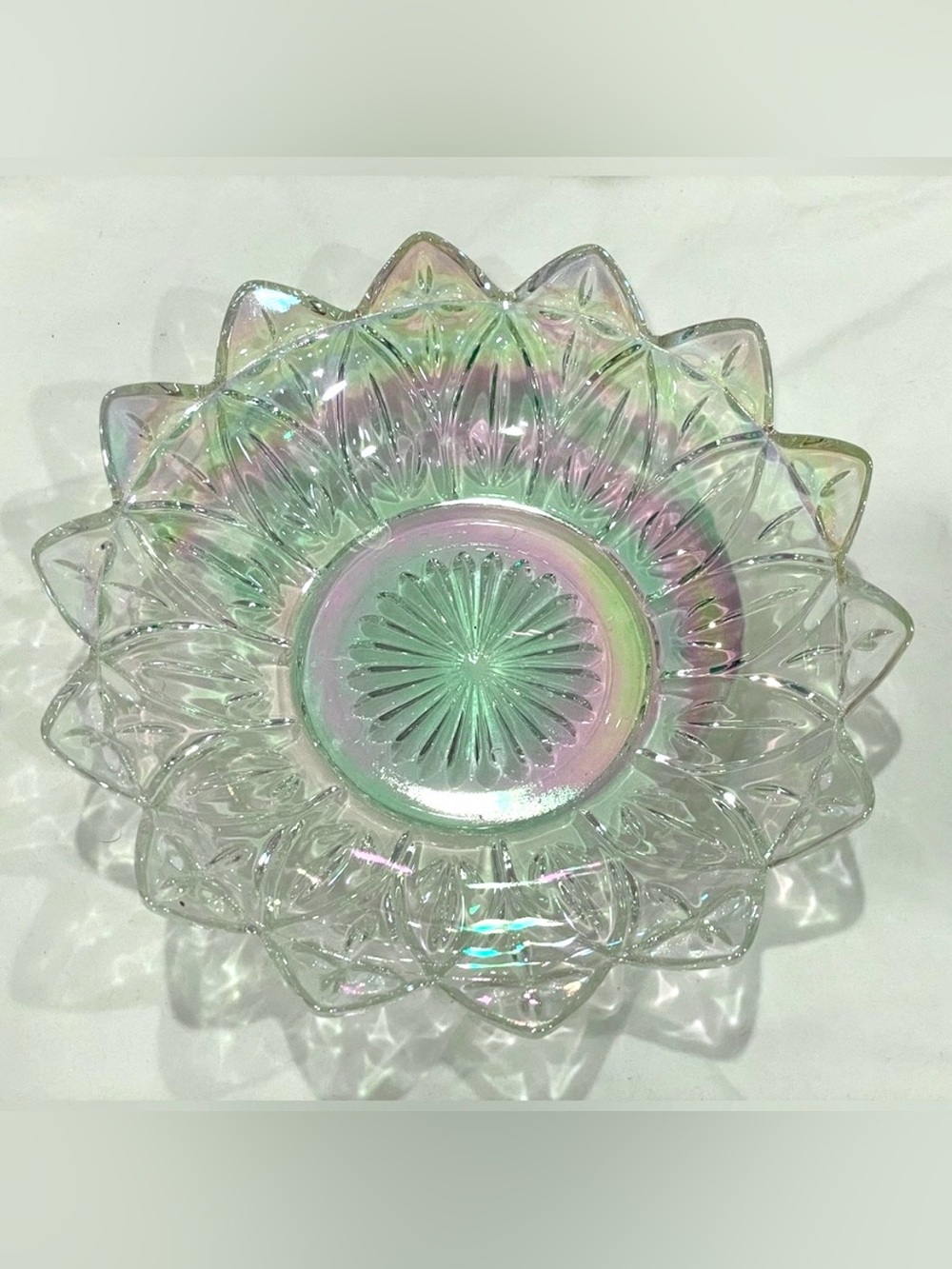 💥3/$50 Federal Glass Iridescent Carnival Glass Decorative Serving Bowl | EUC